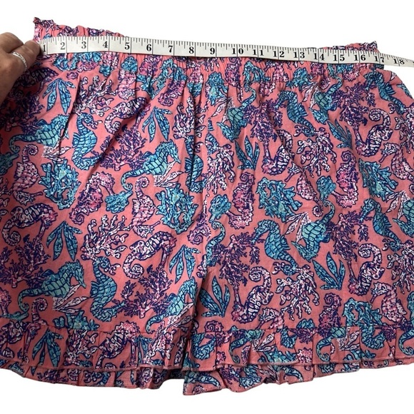 NWT Simply Southern Seahorses & Coral Ruffles Elastic Waist Shorts SZ L Beach - Picture 4 of 6